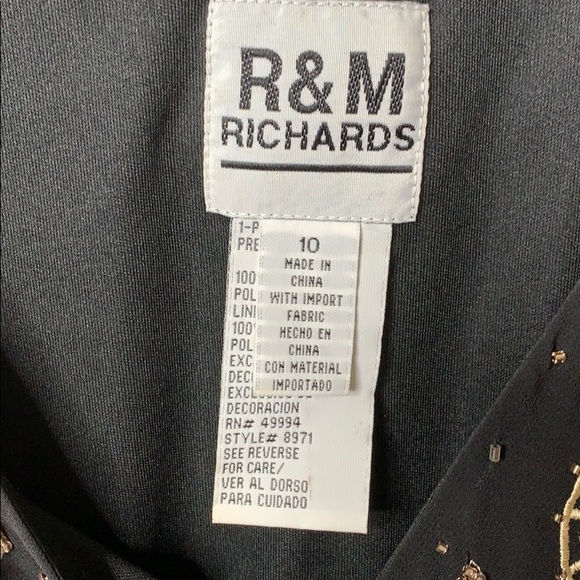 R & M Richards Black Floral and Sequin Dress - Picture 2 of 5